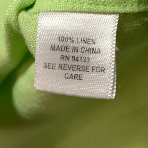 Lime green linen button down top / jacket with arm tie detail size XL - Picture 5 of 6